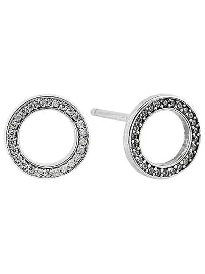 Sparkling Circle Stud Earrings Silver - PANDORA - BALAAN 2