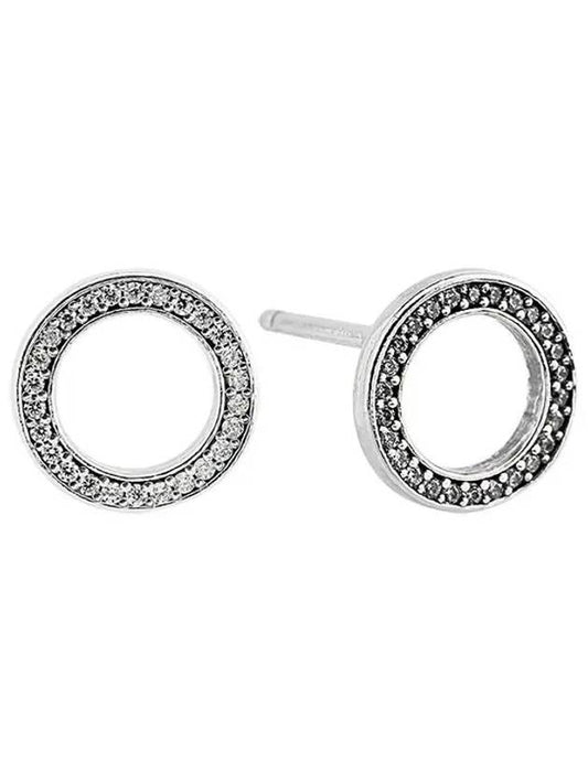 Sparkling Circle Stud Sterling Silver Earrings Silver - PANDORA - BALAAN 2