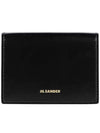 Logo Tri-Fold Calfskin Leather Half Wallet Black - JIL SANDER - BALAAN 3