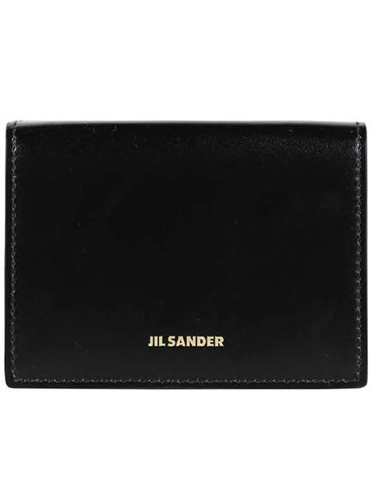 Logo Tri-Fold Calfskin Leather Half Wallet Black - JIL SANDER - BALAAN 2