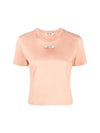 Logo Patch Crop Short Sleeve T-Shirt Pink - MIU MIU - BALAAN 1