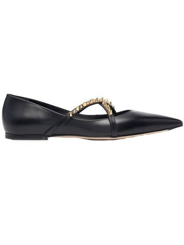 Women s Gold Studded Flats Ballerina Black - ALEXANDER MCQUEEN - BALAAN 1