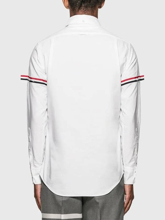 Men's Poplin Grosgrain Armband Classic Long Sleeve Shirt White - THOM BROWNE - BALAAN 5