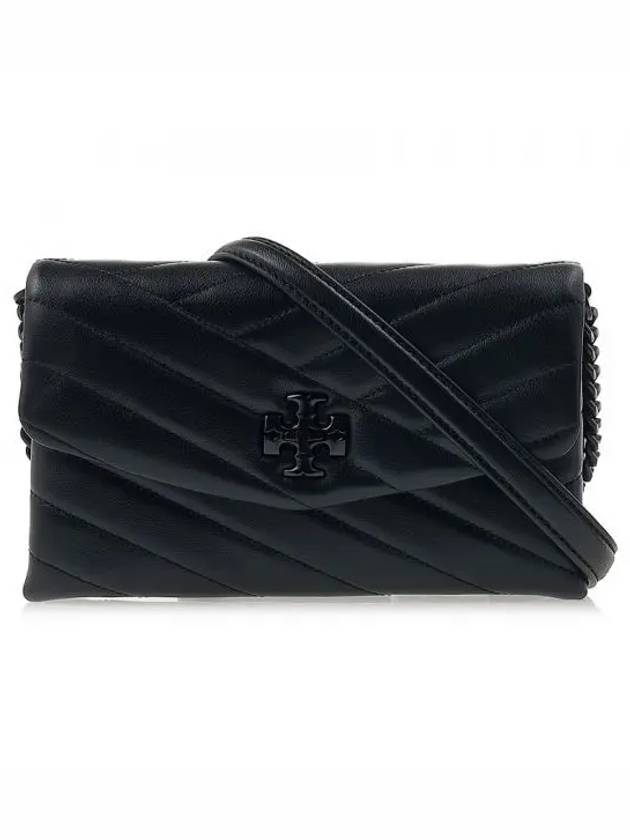 Women's Kira Chevron Powder Coated Chain Shoulder Bag Black - TORY BURCH - BALAAN 2