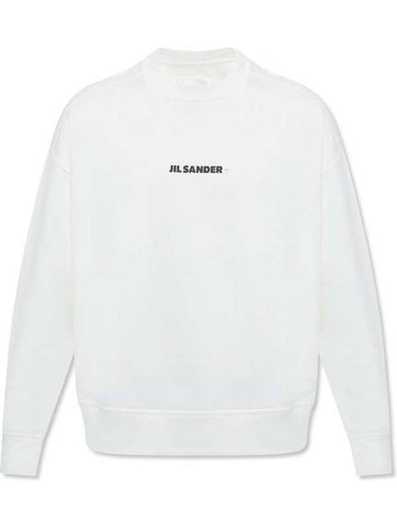 Men's Plus Logo Cotton Sweatshirt White - JIL SANDER - BALAAN 1