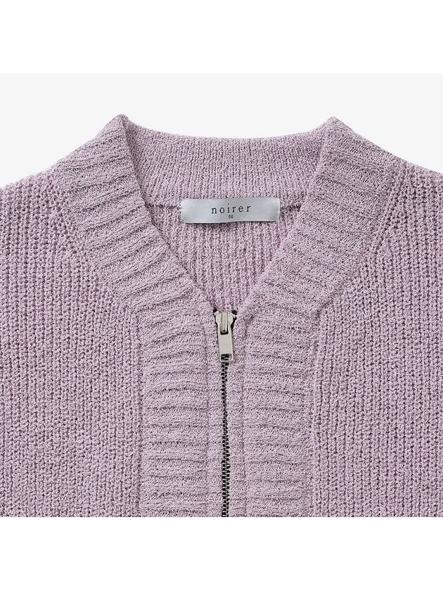 Boucle Zip-Up Cardigan Lavender - NOIRER - BALAAN 5