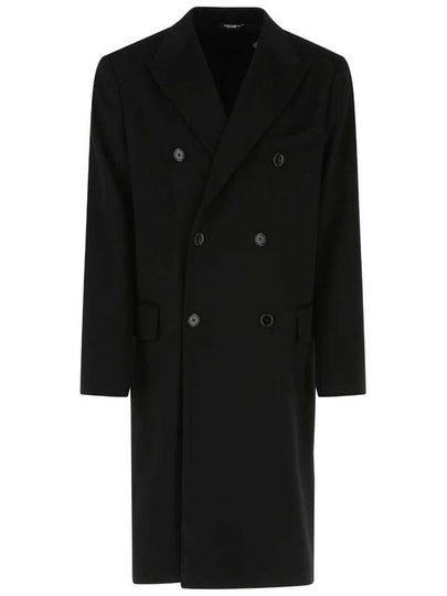 Men's Deconstructed Wool Double Coat Black - DOLCE&GABBANA - BALAAN 2