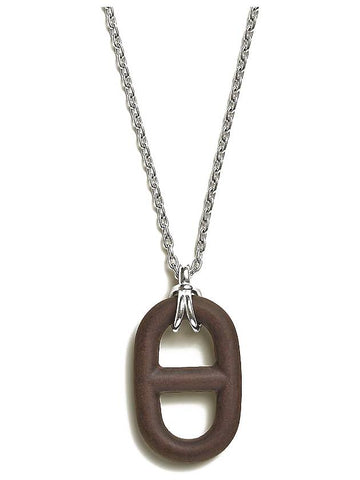 Chaine D'Ancre Vulcanium Necklace Brown Silver - HERMES - BALAAN 1