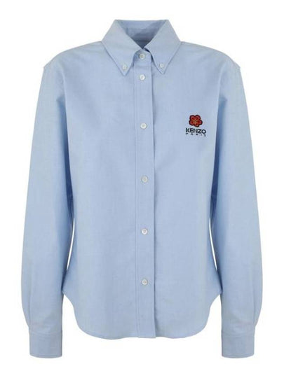 Women's Balk Flower Crest Slim Cotton Long Sleeve Shirt Light Blue - KENZO - BALAAN 2