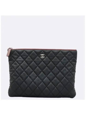 A82545 Classic Black Caviar Logo New Medium Clutch - CHANEL - BALAAN 1