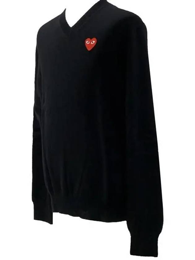 Heart Wappen V-Neck Wool KnitTop Black - COMME DES GARCONS - BALAAN 4