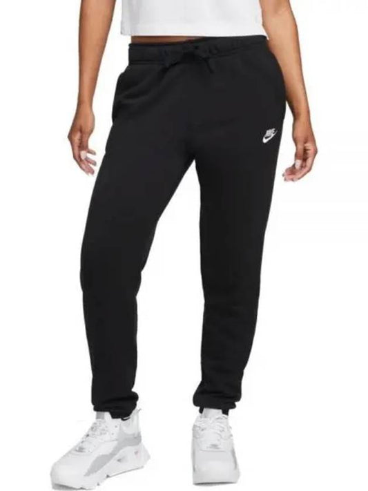 Women's Sportswear Club Fleece Mid-Rise Track Pants Black - NIKE - BALAAN.