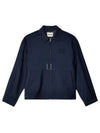 Mohair Embroidered Logo Wool Zip-up Jacket Navy - MIU MIU - BALAAN 2