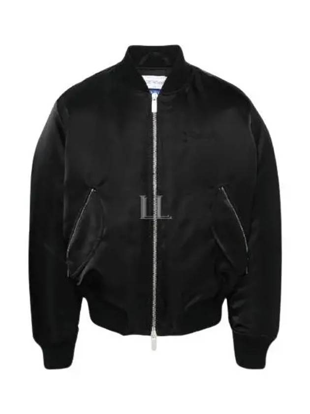 Embroidered Logo Padded Bomber Jacket Black - OFF WHITE - BALAAN 2