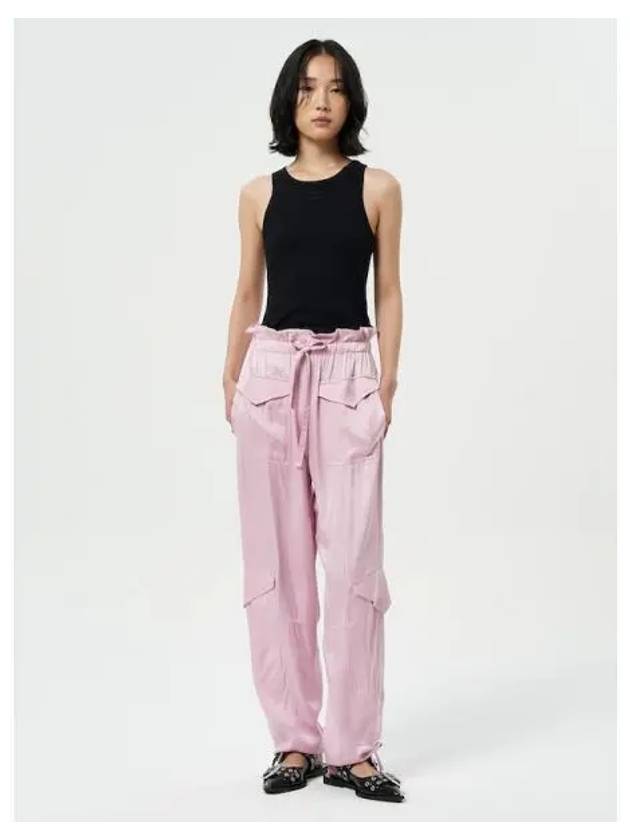 Washed Satin Pants Trousers Bleached Mauve Domestic Product GM0024051751648 - GANNI - BALAAN 1