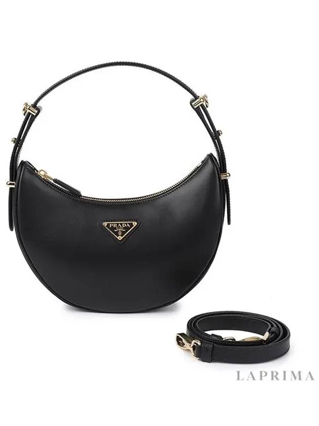 Arque Leather Shoulder Bag Black - PRADA - BALAAN 11