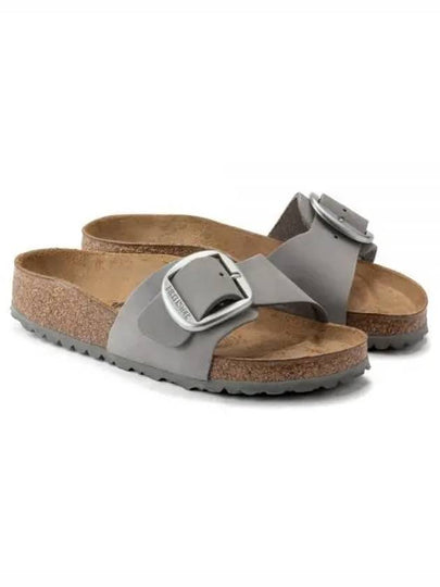 Madrid Big Buckle Nubuk Leather Slippers Grey - BIRKENSTOCK - BALAAN 2