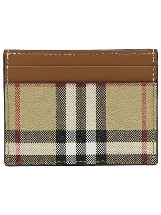 Check Print Leather Card Holder Beige - BURBERRY - BALAAN 2