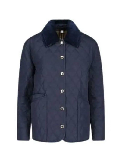 Corduroy Collar Quilted Jacket Navy - BURBERRY - BALAAN 2