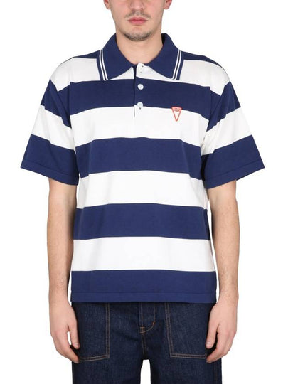 Men's Logo Graphic Striped Cotton Polo Shirt Navy - KENZO - BALAAN 2