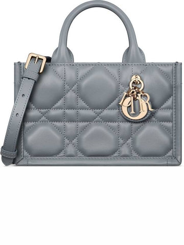 Macrocannage Calfskin Strap Mini Book Tote Bag Grey - DIOR - BALAAN 1