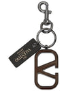 V Logo Signature Key Ring Silver Brown - VALENTINO - BALAAN 1