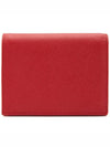 women's gold triangle logo saffiano bifold wallet red - PRADA - BALAAN.