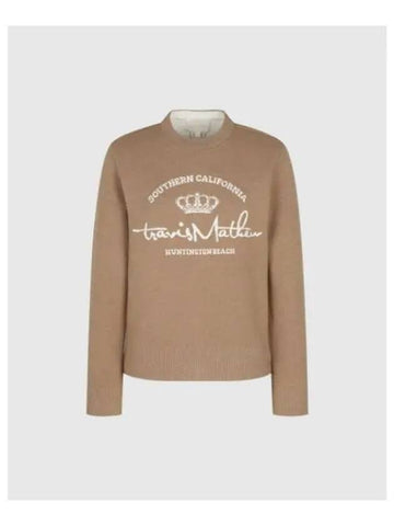 TRAVISMATHEW Women s Jacquard Logo Sweater Beige - TRAVIS SCOTT - BALAAN 1