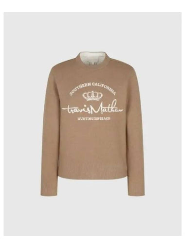 TRAVISMATHEW Women s Jacquard Logo Sweater Beige - TRAVIS SCOTT - BALAAN 1