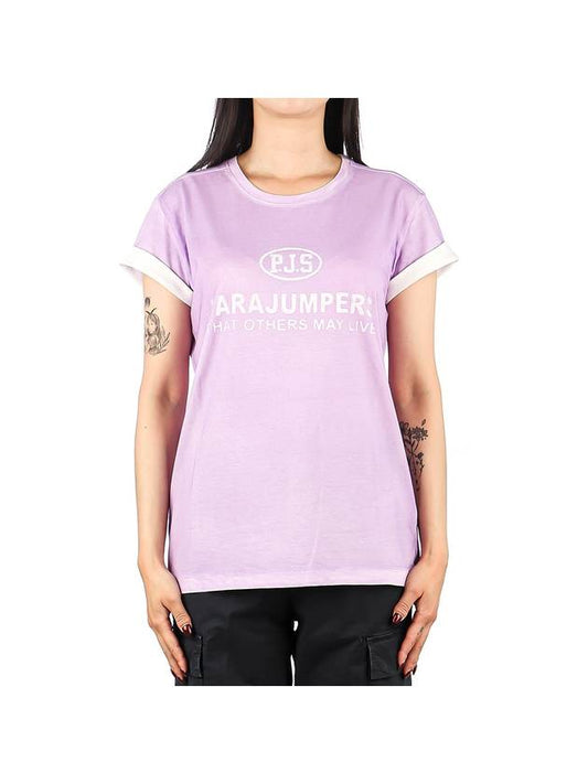 Women's Spray Techno Cotton Short Sleeve T-Shirt Purple - PARAJUMPERS - BALAAN 2