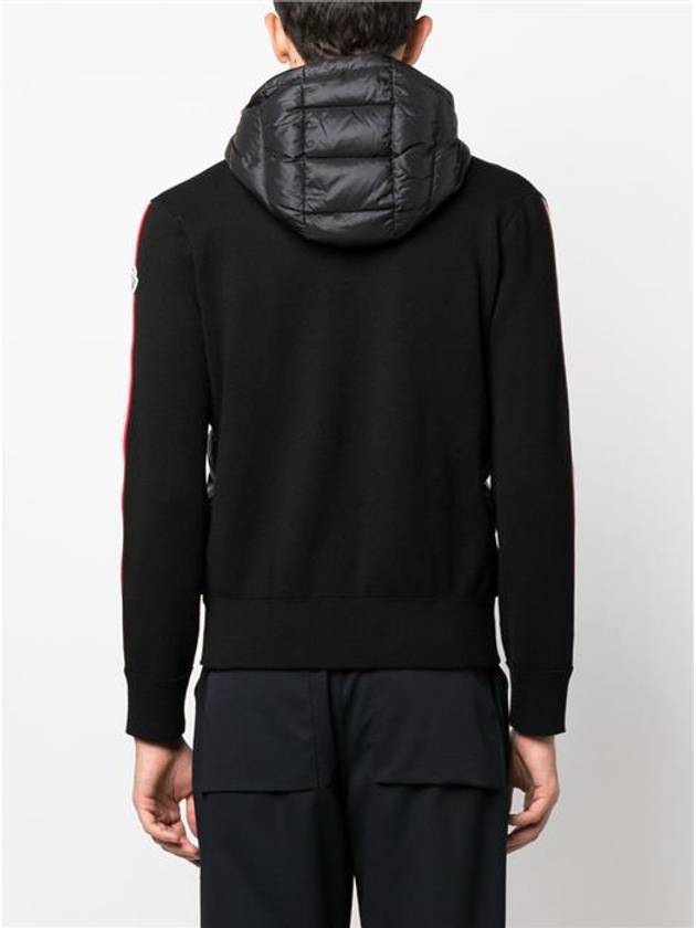 Logo Patch Padded Wool Hooded Jacket Black - MONCLER - BALAAN 5