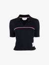 Three Stripes High Twist Rib Polo Shirt Navy - THOM BROWNE - BALAAN 3