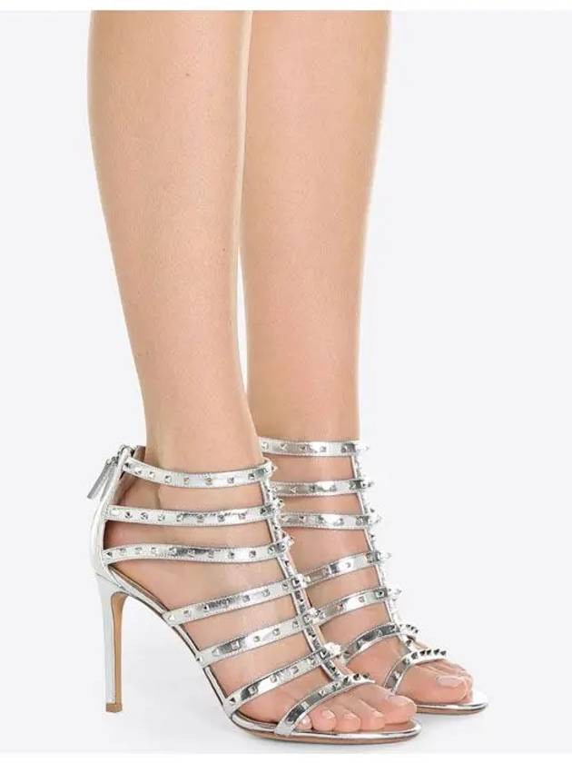 Lovestud Metallic Sandal Heels Silver - VALENTINO - BALAAN 6