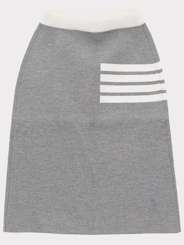 Double Face Merino 4 Bar A Line Skirt Light Grey - THOM BROWNE - BALAAN 2