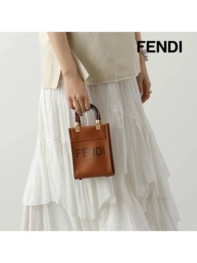 Sunshine Shopper Small Leather Tote Bag Brown - FENDI - BALAAN 9