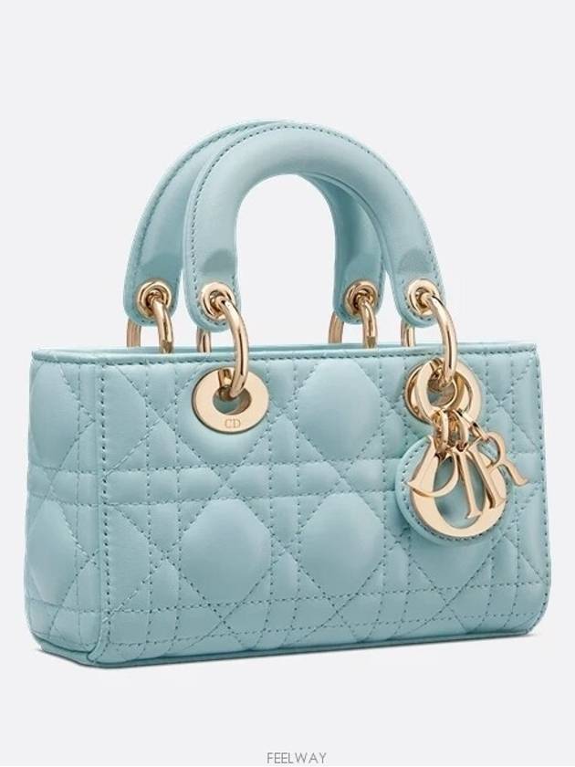 Lady D Joy Cannage Lambskin Micro Tote Bag Blue - DIOR - BALAAN 3