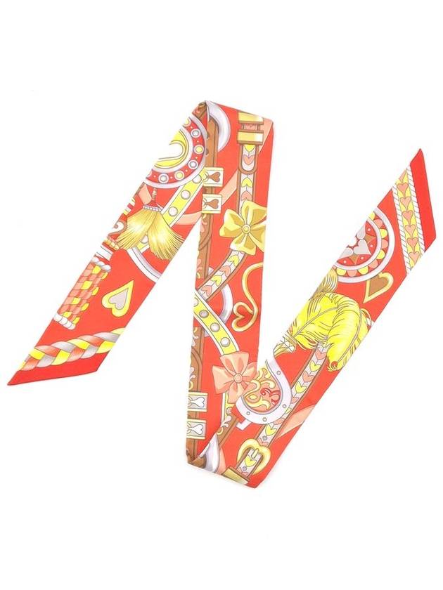 Harnais De Coeur Silk Scarf Grenadine Gris Jaune - HERMES - BALAAN 5