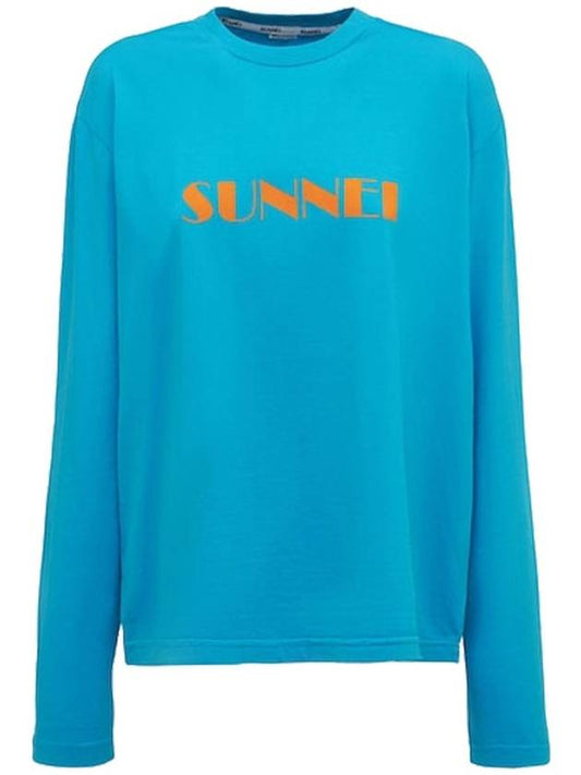 Front logo long sleeve t shirt blue tee SN2PXH02AP JE130 440 - SUNNEI - BALAAN 1