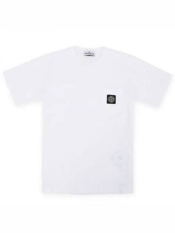 Stone Kids Compass Logo Patch Pocket Short Sleeve White 801620347 V0001 271501 1053701 - STONE ISLAND - BALAAN 1