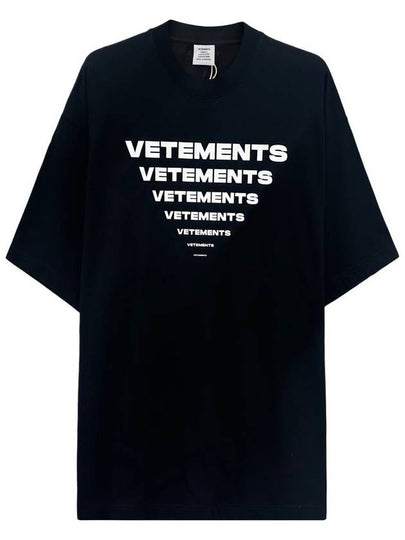 Pyramid Logo Short Sleeve T-Shirt Black - VETEMENTS - BALAAN 2