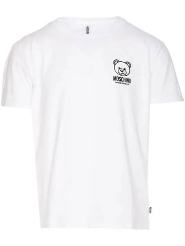 070344060001 Logo White Short Sleeve T Shirt - MOSCHINO - BALAAN 1