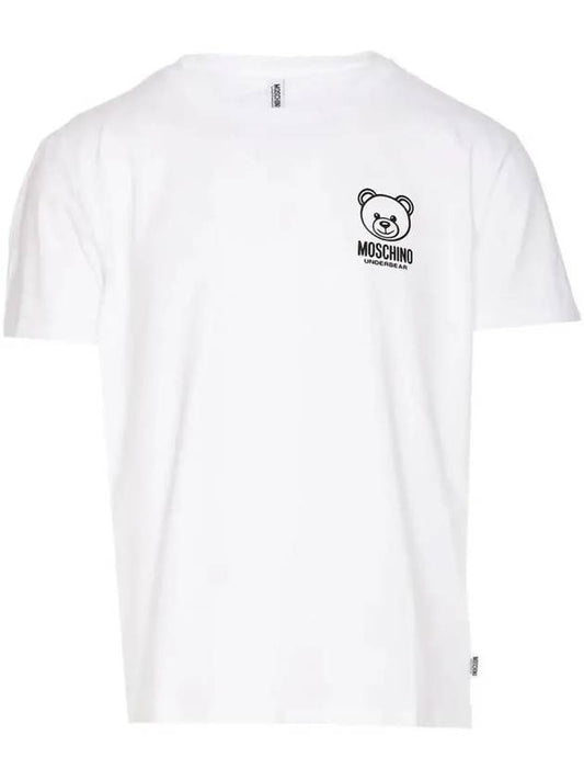 Logo Teddy Bear Detail Cotton Short Sleeve T-Shirt White - MOSCHINO - BALAAN 2