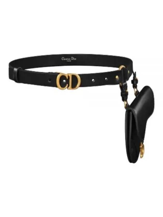 Saddle Detachable 20MM Pouch Leather Belt Black - DIOR - BALAAN 2