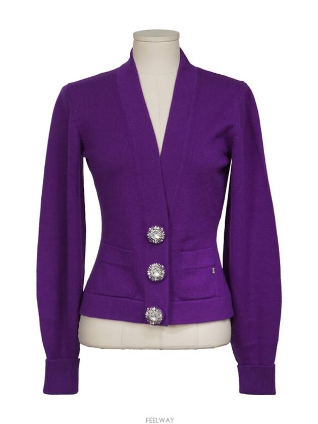 Cashmere crystal button cardigan purple 36 74242 - CHANEL - BALAAN 1