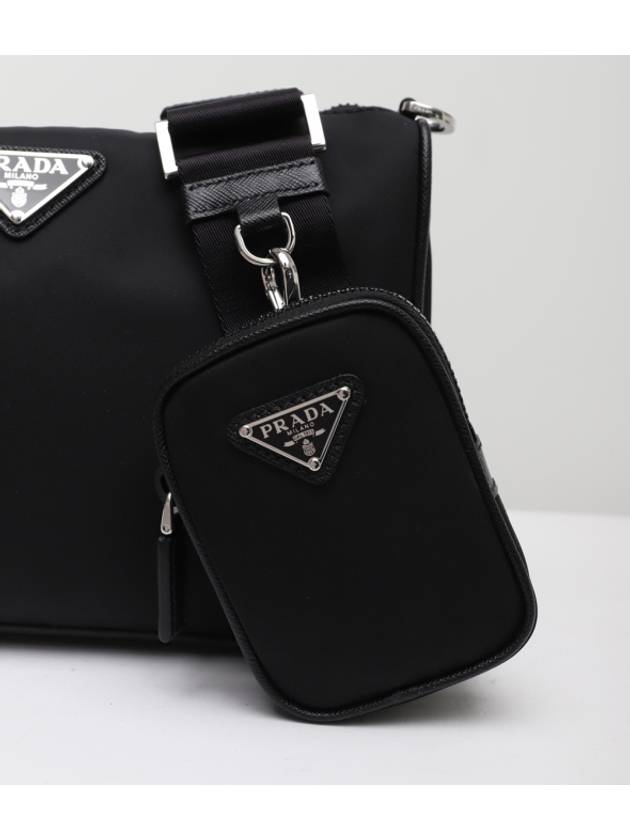 Triangle Logo Re-Nylon Saffiano Leather Shoulder Bag Black - PRADA - BALAAN 4