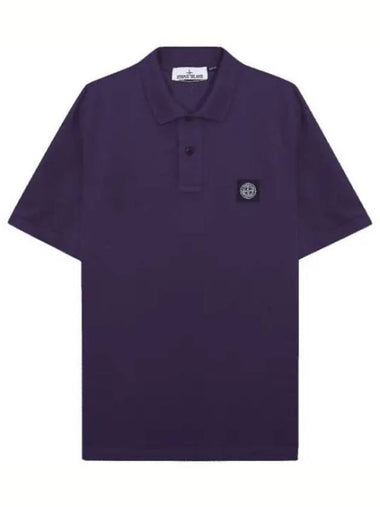 Men's Logo Patch Cotton Polo Shirt Purple - STONE ISLAND - BALAAN 1