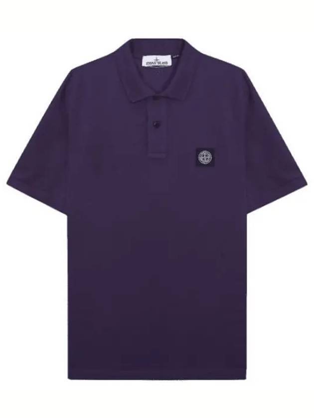 Men's Logo Patch Cotton Polo Shirt Purple - STONE ISLAND - BALAAN 1