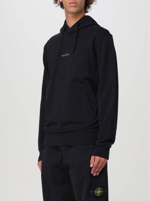 Logo Print Cotton Hoodie Black - STONE ISLAND - BALAAN 4