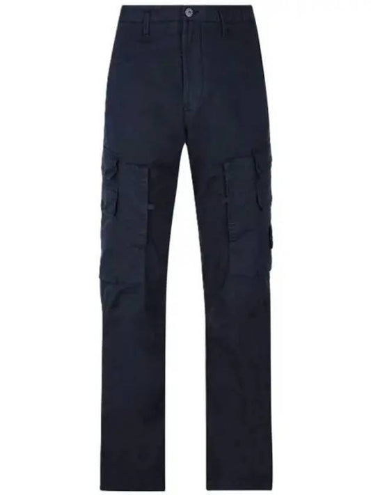 Stretch Cotton Gabardine Multi Pocket Cargo Straight Pants Navy - STONE ISLAND - BALAAN 2