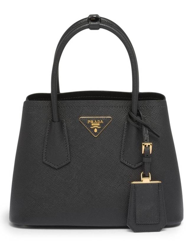 Double Saffiano Leather Mini Bag Black - PRADA - BALAAN 2